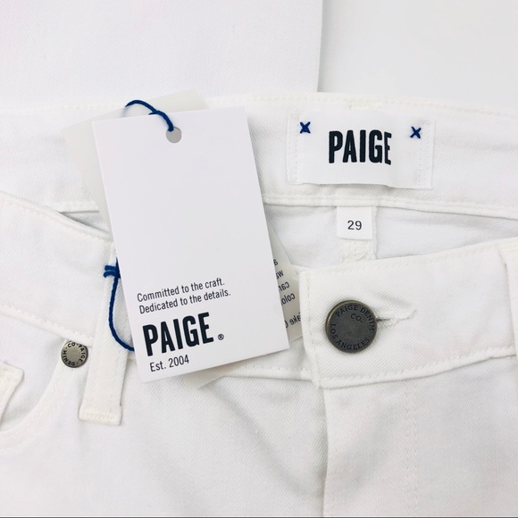 NWT Paige Curved Hem Mid Rise White Jeans Size 29 - Picture 8 of 8
